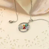DIY Round Butterfly Birthstones Necklace with Name Engraved Custom Gift For Mom Friends