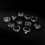 62PCS Vintage Silver Knuckle Stackable Finger Rings Set