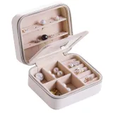 Rectangle Zipper Type PU Leather Jewelry Box with Mirror For Girls and Women