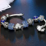 Women's Flower Heart Love Butterflies Zircon Crystal Charm Chain Jewelry Bracelet