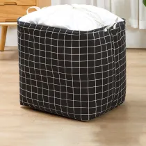 Pure Color Plaids Folding Storage Box Dustproof Basket