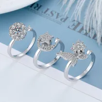 Jewelry Butterfly Star Spinner Rings for Anxiety Full Diamond Adjustable