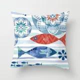 4PCS Home Cotton Decorative Ocean Mermaid Throw Pillow Case Cushion Covers For Sofa Couch Bed Chair