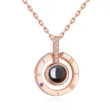 100 languages I love you Round Projection Clavicle Zircon Diamond Chain Jewelry Necklace
