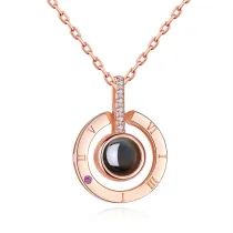 100 languages I love you Round Projection Clavicle Zircon Diamond Chain Jewelry Necklace