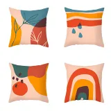 4PCS Home Cotton Decorative Red Graffiti Printing Throw Pillow Case Cushion Covers For Sofa Couch Bed Chair
