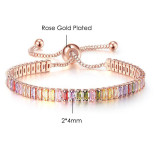 Square Multicolor Adjustable Crystal Birthstone Bracelet Gift For Mom Friends