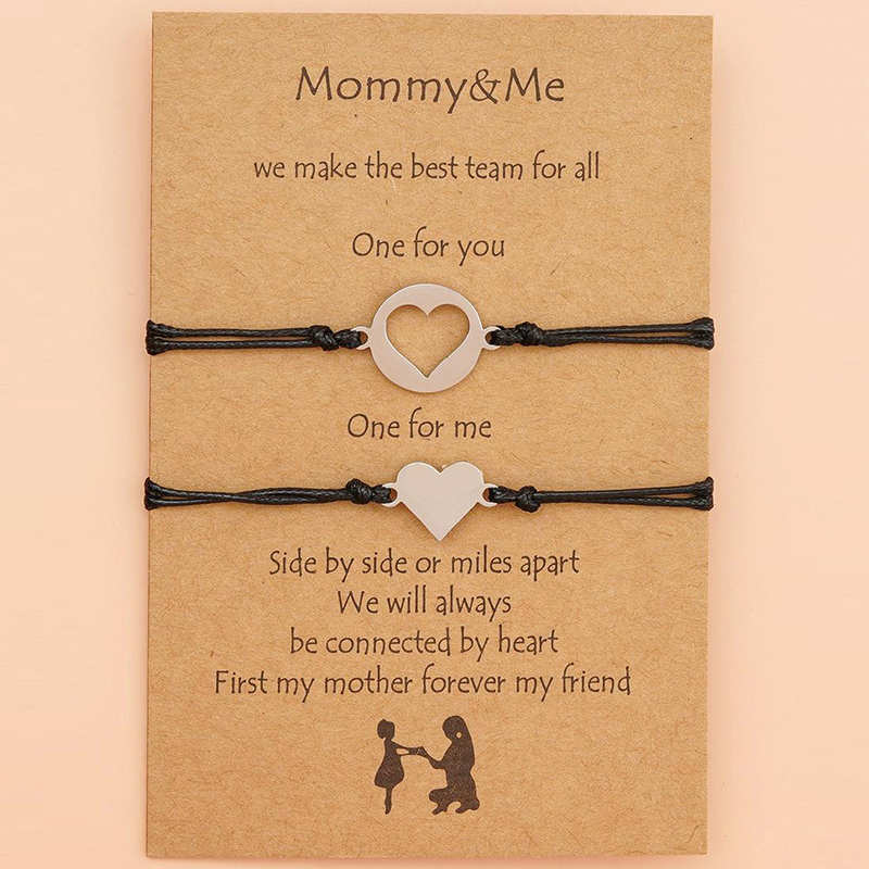 Mother's Day Gifts Bracelets Necklace Set Jewelry Matching Heart Bracelet from Daughter Mom