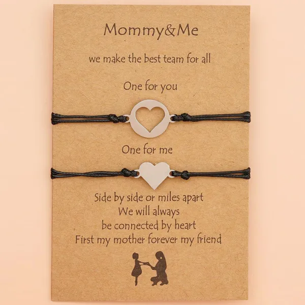 Mother's Day Gifts Bracelets Necklace Set Jewelry Matching Heart Bracelet from Daughter Mom