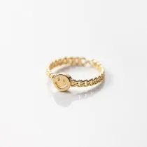 Fashion Gold Smile Chain Hollow Out Ring