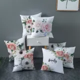 6PCS Home Cotton Decorative Flower Throw Pillow Case Cushion Covers For Sofa Couch Bed Chair