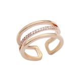 Double Row Chain Silver Diamond Ring Jewelry Gifts