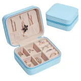 Rectangle Zipper Type PU Leather Jewelry Box For Girls and Women
