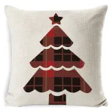 Home Decoration Merry Christmas Red Plaids Snowman Pillowcase Pillow Cover
