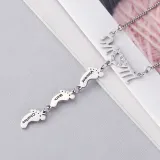 Hollow Out Necklace Pendant Feet with Name Engraved Custom Gift For Mom