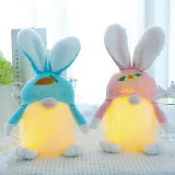 2PCS Easter LED Light Up Gnome Bunny Faceless Plush Doll Ornaments With Egg