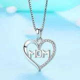 Love Heart Mom Necklace 925 Sterling Silver Necklaces Birthday Mother's Day Jewelry Gift for Women