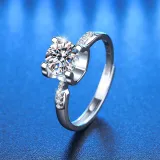 Silver Moissanite Shiny Diamond Ring For Women Girls With Gift Box