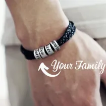 DIY Round Ring Bracelets with Name Engraved Custom Gift For Dad Mom Friends