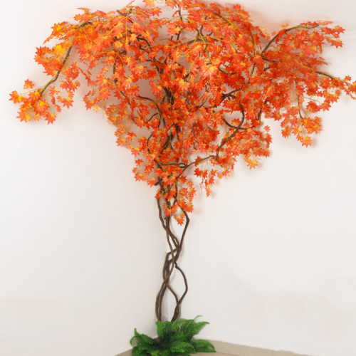 DIY Artificial Maple Leaves Rattan Background Wall Decoration