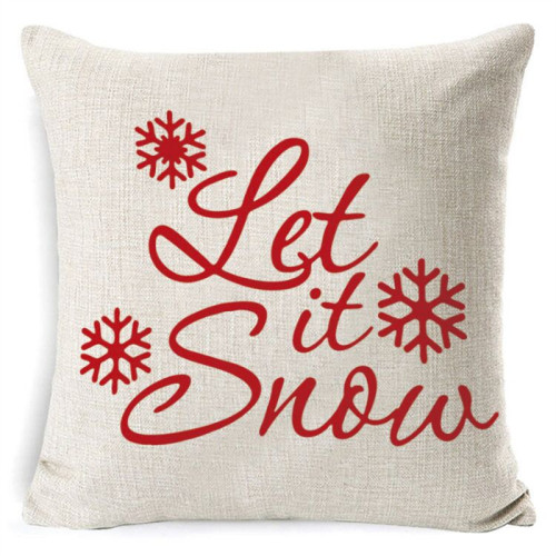 Home Decoration Christmas Let it Snow Pillowcase Cotton Pillow Cover