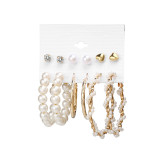 Pearl Love Stud Loops Earrings Sets
