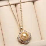 Mother's Day Gift Diamante Shell Pearl Flower Necklace Earrings Jewelry Set with Box