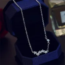 Full Drill Six Star Diamond Pendant Chain Jewelry Necklace