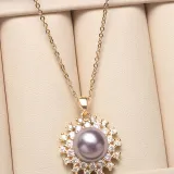 Diamante Jewelry Round-Shaped Pearl Necklace and Earring Set For Women Girls with Box