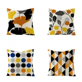 4PCS Home Cotton Decorative Geometry Leaves Throw Pillow Case Cushion Covers For Sofa Couch Bed Chair