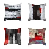 4PCS Home Cotton Decorative Multicolor Oil Painting Throw Pillow Case Cushion Covers For Sofa Couch Bed Chair