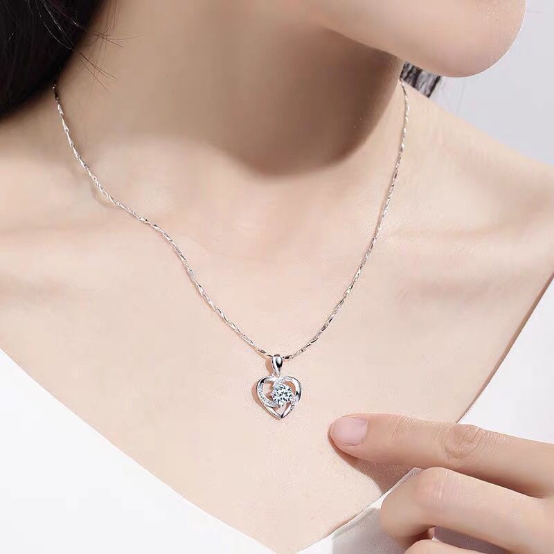 Sterling Silver Zircon White Diamond Love Windmill Clavicle Pendant Chain Jewelry Necklace