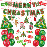 Merry Christmas Decorate Santa Claus Elk Snowman Christmas Tree and Balloon