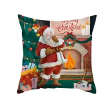 Home Decoration Blue Santa Claus Pillowcase Cushion Pillow Cover