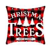 Home Decoration Christmas Letter Pillow Cover Red Plaids Pillowcase