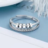 Silver Adjustable Anti Anxiety Rings Fidget Spinner Band Adjustable Stacking Spinning Worry Ring