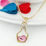 Heart Type Crystal Pendant Silver Golden Chain Jewelry Necklace