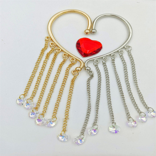 Gold Plated Tassel Diamond Long Earrings