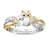 Owl Ring Necklace Earring Jewelry Set Mom Always With You Crystal Best Gifts With Box for Mom