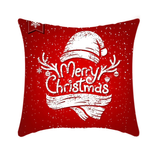 Home Decoration Christmas Snowman Scarf Pillow Cover Red Plaids Cotton Pillowcase