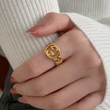Gold Hollow Out Chain Opening Adjustable Irregular Chain Ring Gifts