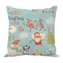 Green Linen Santa Claus Throw Pillow Sofa Throw Pillow Case