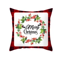 Home Decoration Christmas Wreath Pillowcase Plaid Cushion Pillow Cover