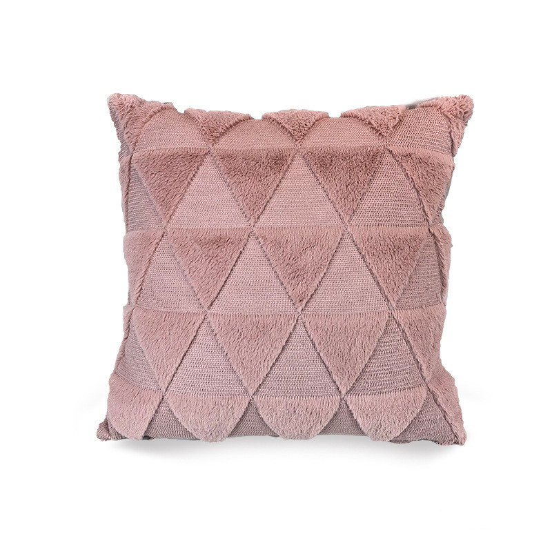 Triangle Pattern Soft Velvet Decorative Throw Pillow Covers Faux Fur Cushion Covers