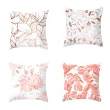 4PCS Home Cotton Decorative Pink Gold Blocking Throw Pillow Case Cushion Covers For Sofa Couch Bed Chair