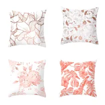 4PCS Home Cotton Decorative Pink Gold Blocking Throw Pillow Case Cushion Covers For Sofa Couch Bed Chair
