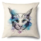 4PCS Home Cotton Decorative Cute Cartoon Cat Throw Pillow Case Cushion Covers For Sofa Couch Bed Chair