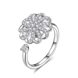 Zircon Diamonds Anxiety Stainless Steel Spinner Relieveing Ring Flower Butterfly Jewelry Rings