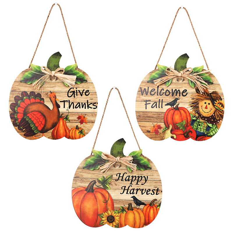 Thanksgiving Welcome Door Listing Wooden Harvest Festival Pumpkin Home Decoration Crafts