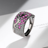 Fashion Jewelry Plum Branch Full Diamond Opening Ring Adjustable